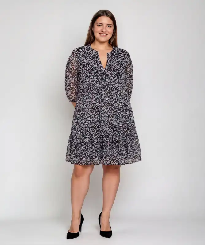 Mesh jurk met bloemenpatroon