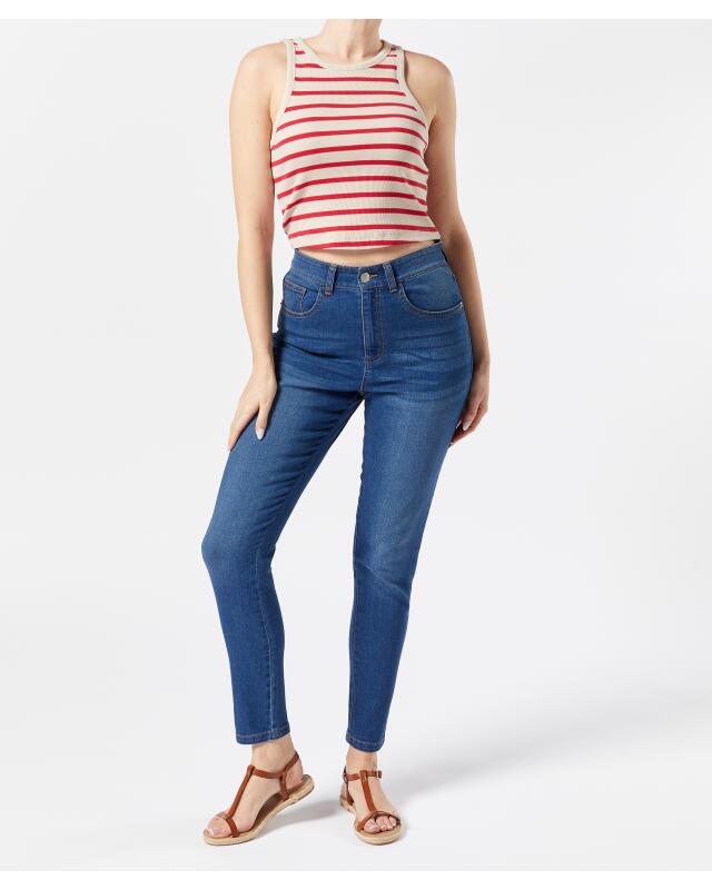 Jean taille haute femme, jean foncé — KiK, produit allemand authentique au Maroc