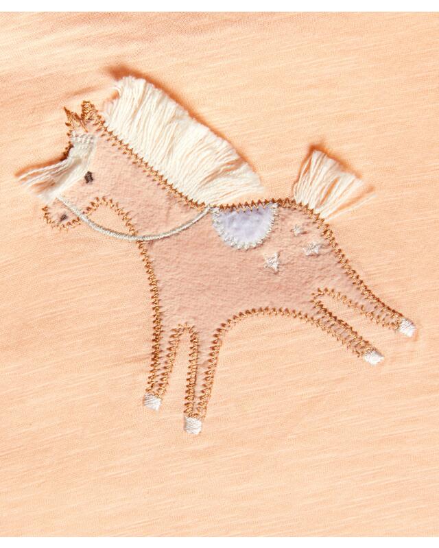 T-shirt à motif petit cheval bébé fille, abricot (KiK T-Shirt Pferdchen (apricot)) — KiK, produit allemand authentique au Maroc