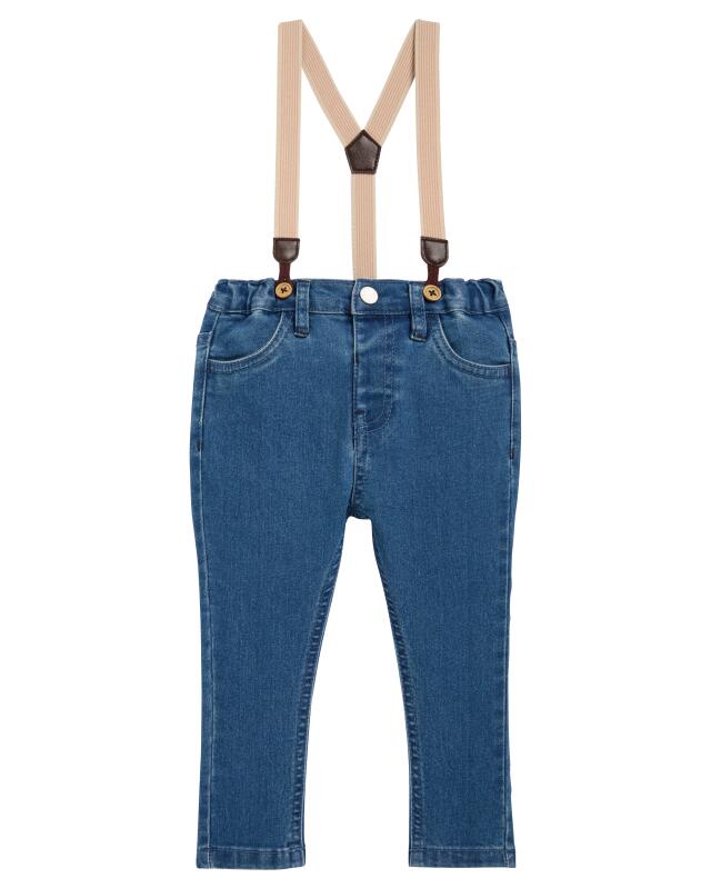 Jean avec bretelles bébé garçon, bleu jean — KiK, produit allemand authentique au Maroc