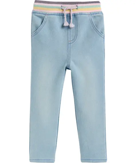 Baby denim broek met gekleurde tailleband