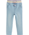 Baby denim broek met gekleurde tailleband licht denimblauw