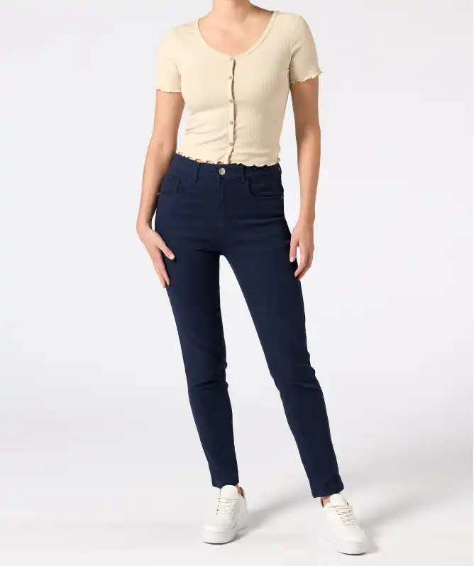 Twill broek met hoge taille