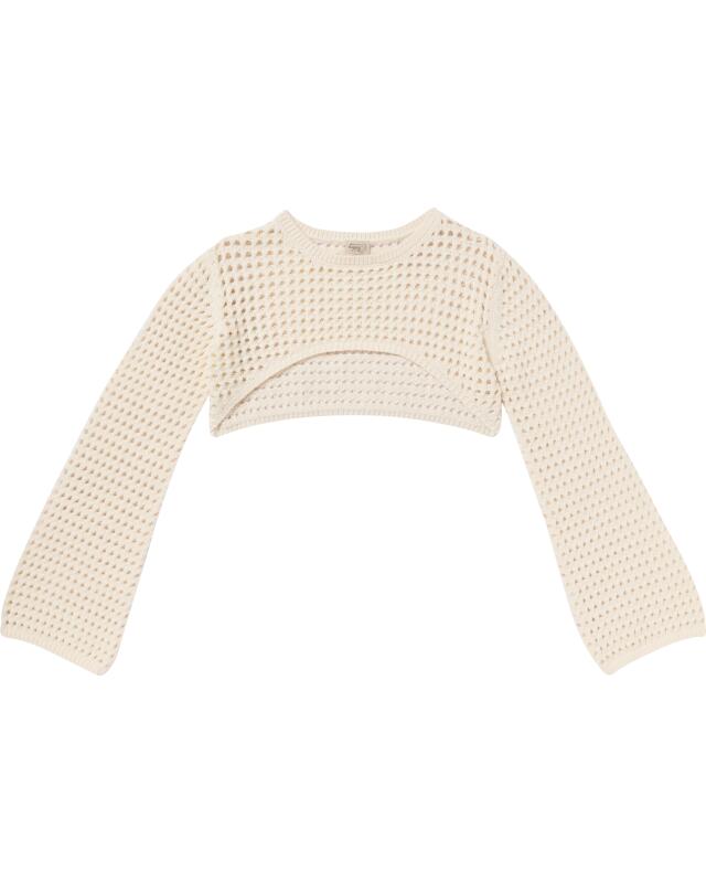 Cropped knit jumper for girls, cream (KiK Strickpullover cropped (creme)) — KiK, authentic German product in Morocco