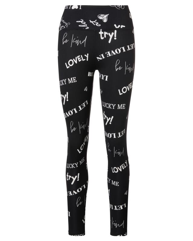 Leggings with slogans for women, black/white (KiK Leggings mit Schriftzügen (schwarz/weiß)) — KiK, authentic German product in Morocco