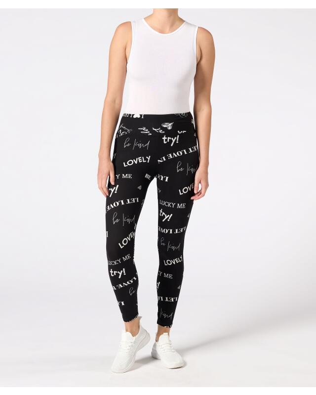 Leggings with slogans for women, black/white — KiK, authentic German product in Morocco