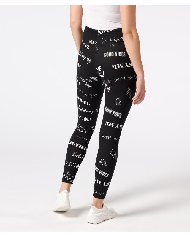 Leggings with slogans for women, black/white (KiK Leggings mit Schriftzügen (schwarz/weiß)) — KiK, authentic German product in Morocco
