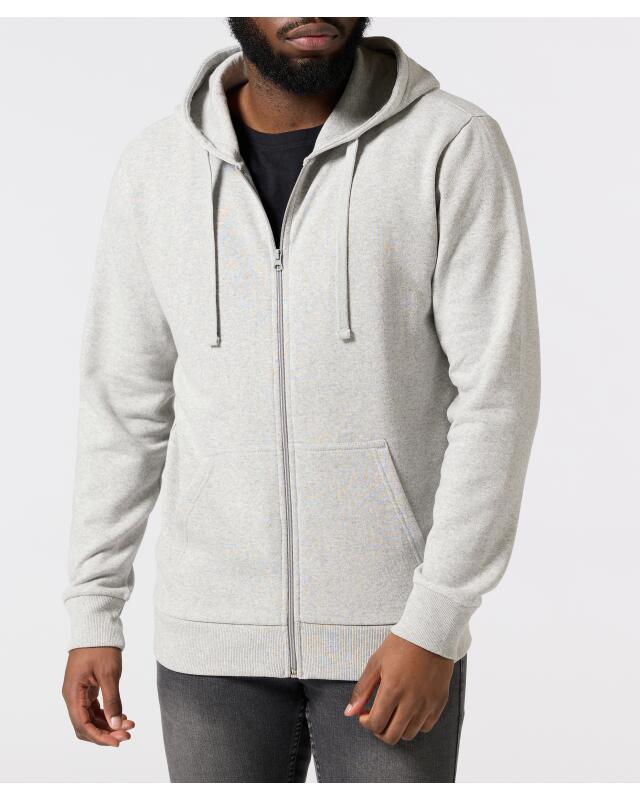 Basic zip-up sweat jacket for men, grey marl (KiK Basic Sweatjacke (grau melange)) — KiK, authentic German product in Morocco