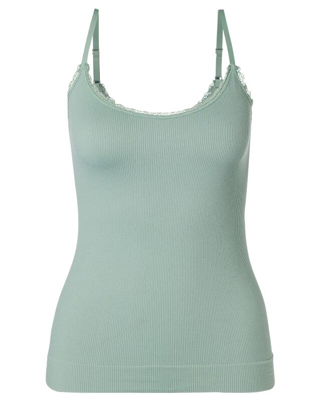 Top côtelé à dentelle femme, kaki (KiK Geripptes Top mit Spitze (Khaki)) — KiK, produit allemand authentique au Maroc
