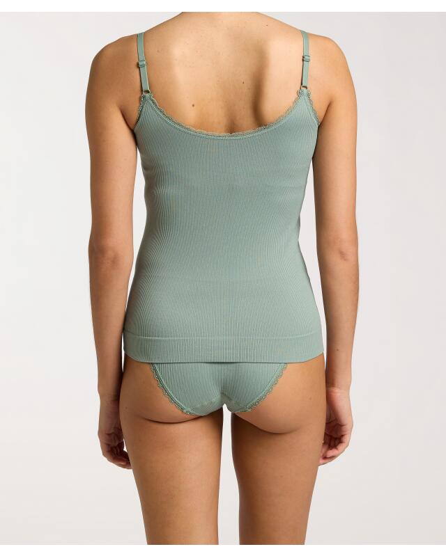 Top côtelé à dentelle femme, kaki (KiK Geripptes Top mit Spitze (Khaki)) — KiK, produit allemand authentique au Maroc