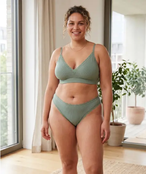 Geripptes Bustier mit Spitze