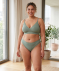 Geripptes Bustier mit Spitze Khaki