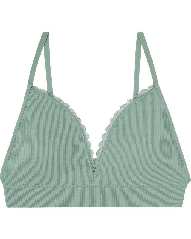 Ribbed bralette with lace for women, khaki (KiK Geripptes Bustier mit Spitze (Khaki)) — KiK, authentic German product in Morocco