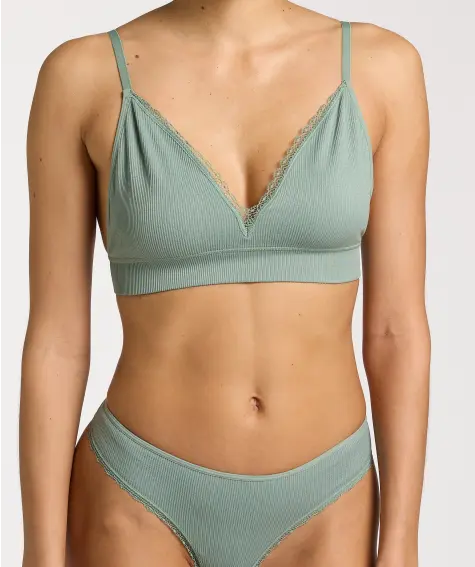 Geripptes Bustier mit Spitze