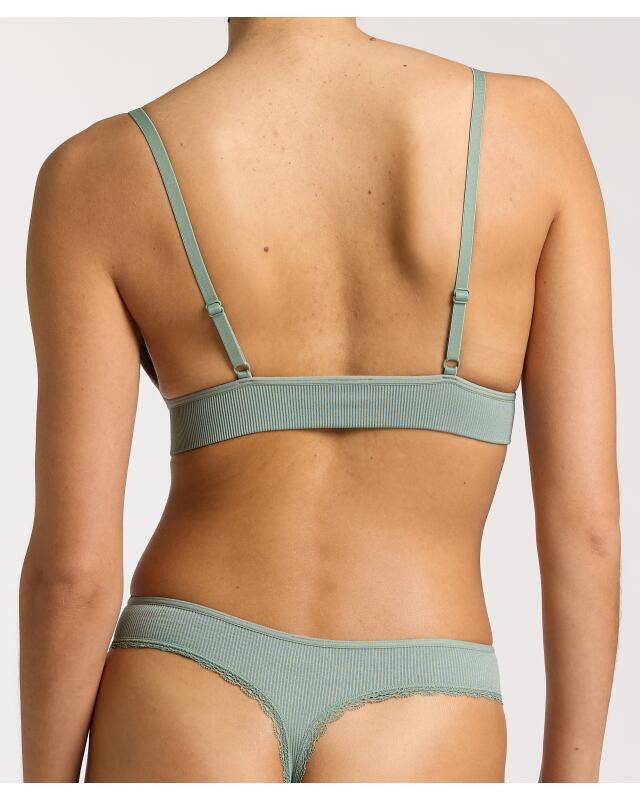 Ribbed bralette with lace for women, khaki (KiK Geripptes Bustier mit Spitze (Khaki)) — KiK, authentic German product in Morocco