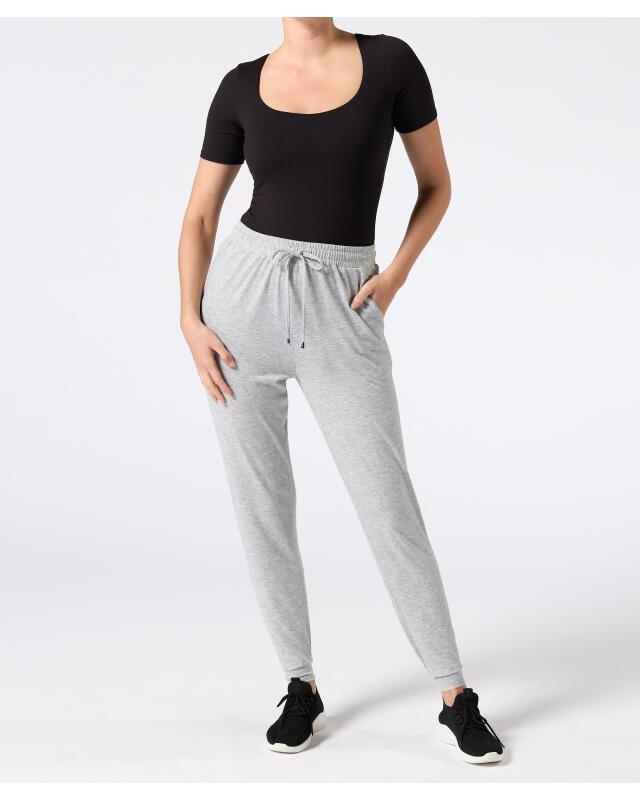 Joggers with drawstring for women, light grey marl (KiK Jogginghose mit Tunnelzug (hellgrau melange)) — KiK, authentic German product in Morocco