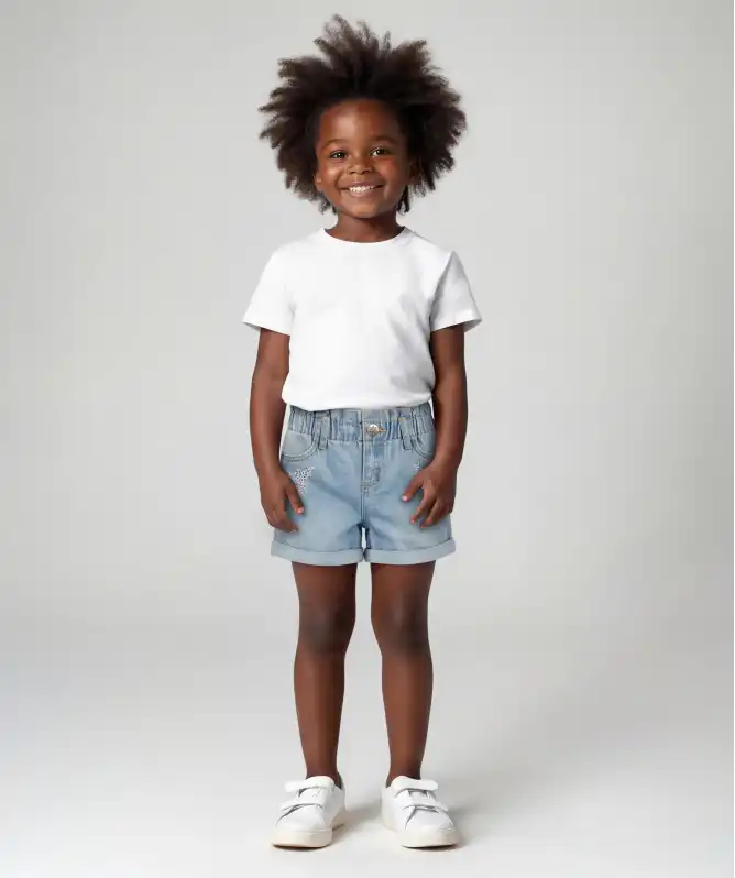 Jeans-Shorts mit Stickereien