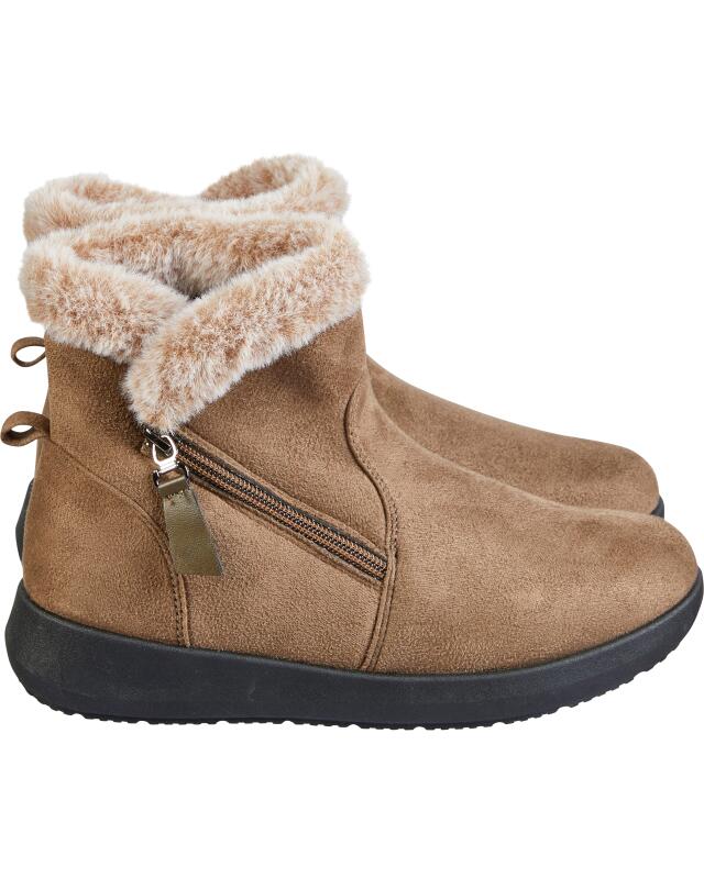 Ankle boots with plush trim for women, brown — KiK, authentic German product in Morocco
