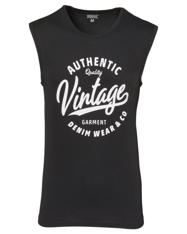 Débardeur à imprimé devant homme, noir (KiK Tanktop mit Frontprint (schwarz)) — KiK, produit allemand authentique au Maroc