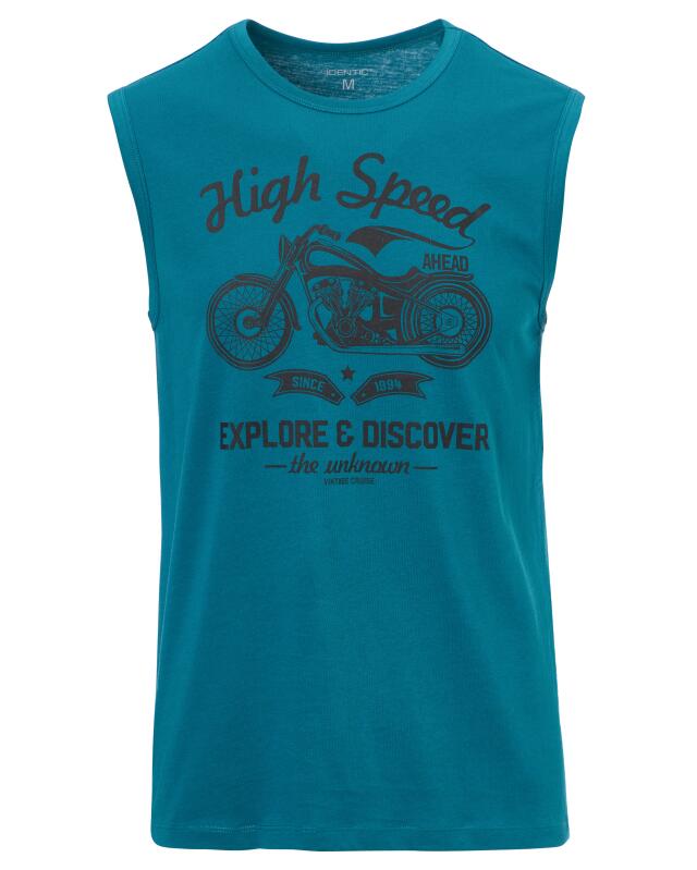Débardeur à imprimé devant homme, bleu pétrole (KiK Tanktop mit Frontprint (petrol)) — KiK, produit allemand authentique au Maroc