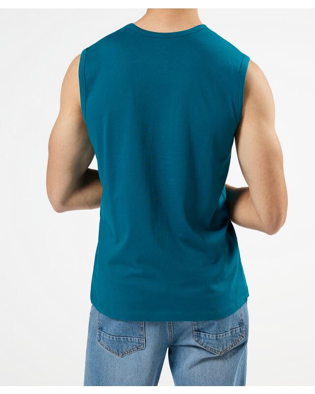 Débardeur à imprimé devant homme, bleu pétrole (KiK Tanktop mit Frontprint (petrol)) — KiK, produit allemand authentique au Maroc