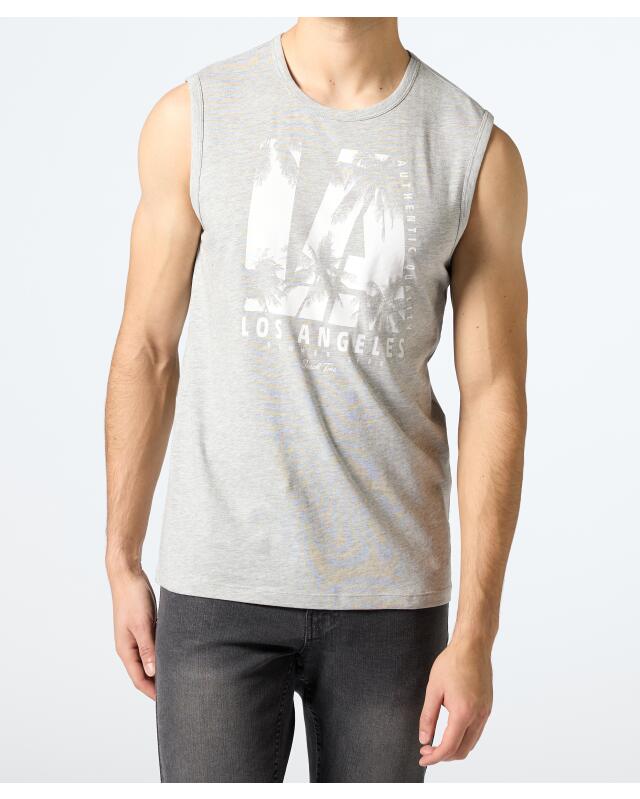 Débardeur à imprimé devant homme, gris chiné (KiK Tanktop mit Frontprint (grau melange)) — KiK, produit allemand authentique au Maroc