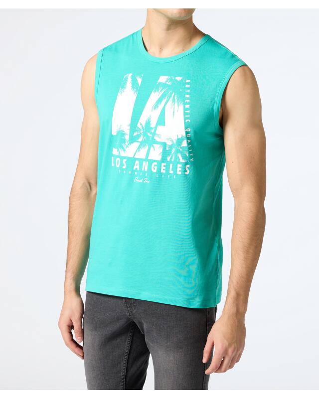 Débardeur à imprimé devant homme, turquoise (KiK Tanktop mit Frontprint (türkis)) — KiK, produit allemand authentique au Maroc