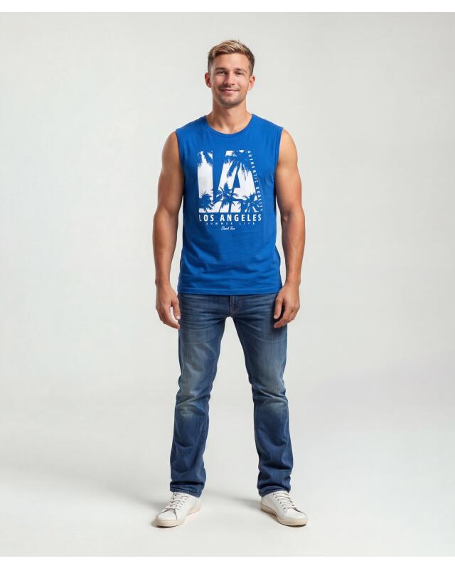 Débardeur à imprimé devant homme, bleu roi (KiK Tanktop mit Frontprint (royalblau)) — KiK, produit allemand authentique au Maroc