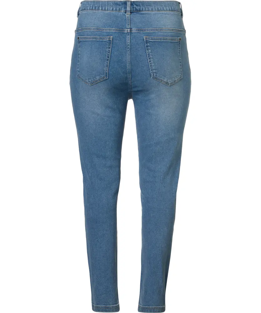 Stretch jegging met elastische inzetten & splitdetail in blauw | Yours Clothing Stretch jegging met elastische inzetten & splitdetail in blauw | Yours Clothing