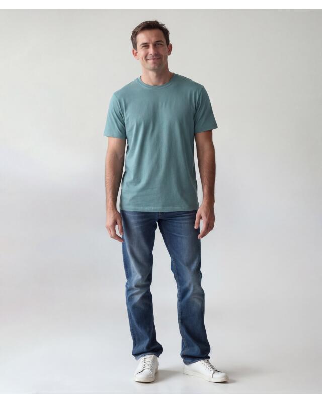 T-shirt basique homme, gris/bleu (KiK Basic T-Shirt (grau/blau)) — KiK, produit allemand authentique au Maroc
