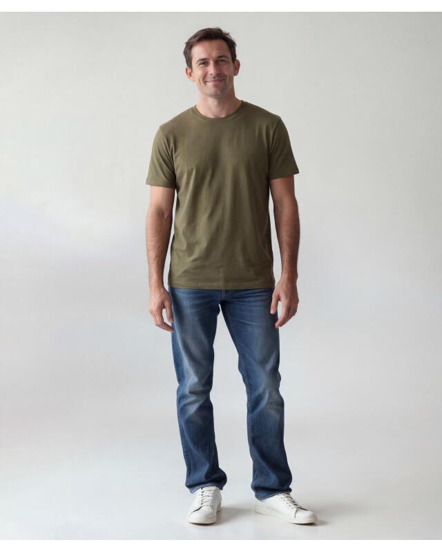 T-shirt basique homme, kaki (KiK Basic T-Shirt (Khaki)) — KiK, produit allemand authentique au Maroc