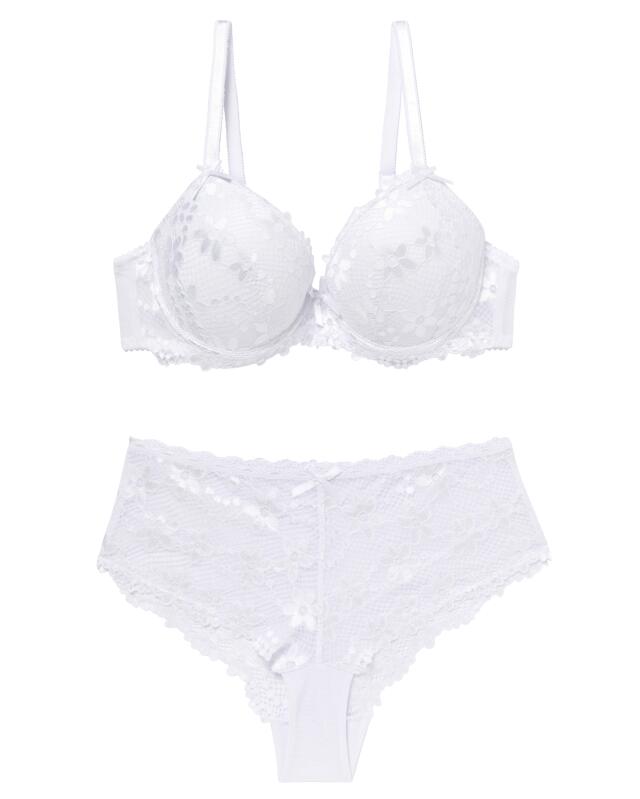 Soutien-gorge push-up + shorty femme, blanc (KiK Push-up-BH + Panty (weiß)) — KiK, produit allemand authentique au Maroc