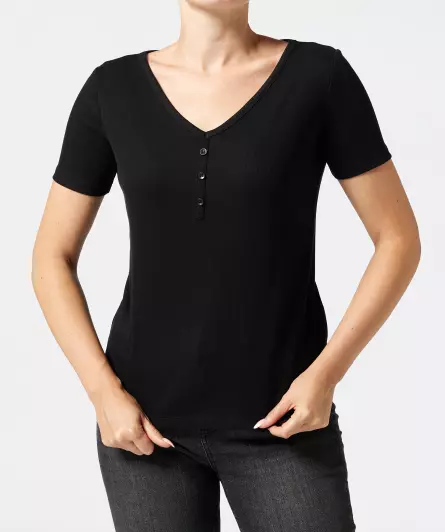 T-Shirt mit Zierknopfleiste