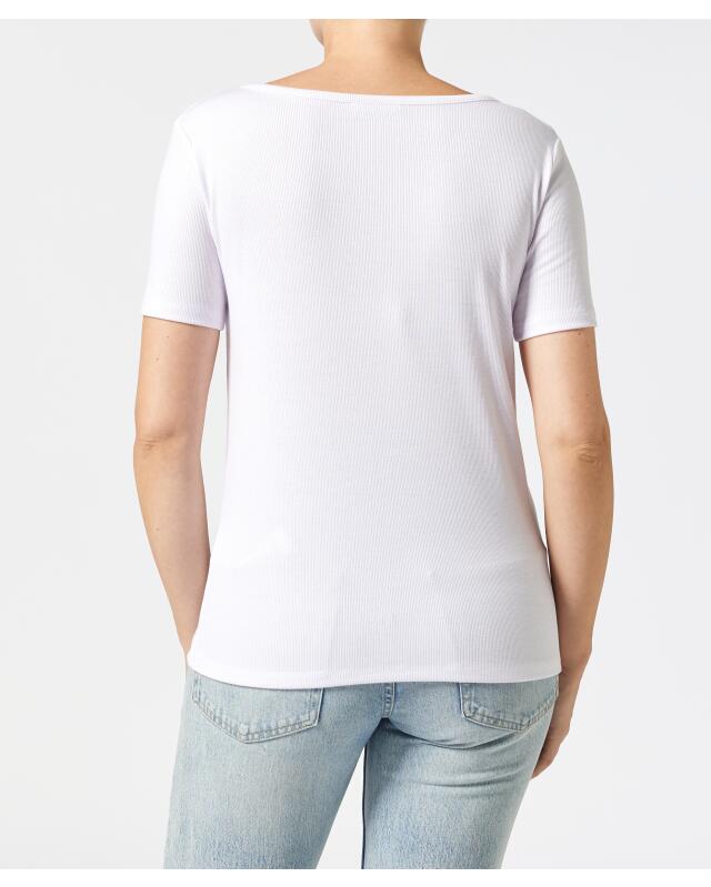 T-shirt à patte de boutons décorative femme, blanc (KiK T-Shirt mit Zierknopfleiste (weiß)) — KiK, produit allemand authentique au Maroc