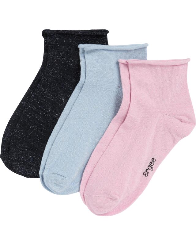 Ankle socks with glitter thread for women, blue — KiK, authentic German product in Morocco