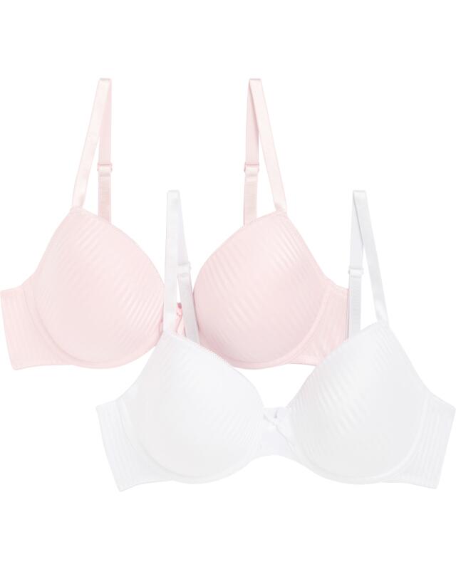 Soutiens-gorge jacquard femme, blanc/rose (KiK BHs Jacquard (weiß/rosa)) — KiK, produit allemand authentique au Maroc