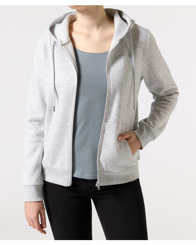 Zip-up sweat jacket for women, grey marl (KiK Sweatjacke in Melange (grau melange)) — KiK, authentic German product in Morocco