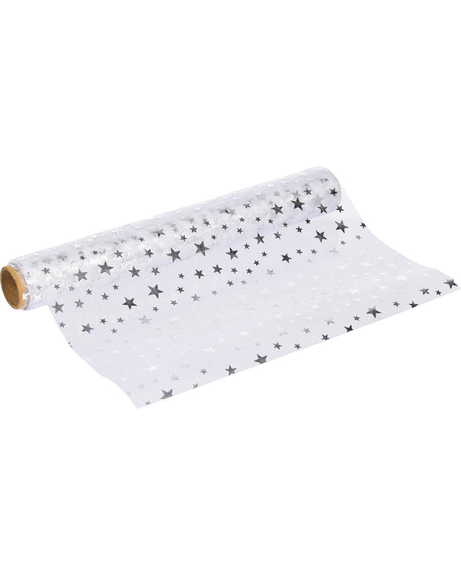 Organza Dekostoff Weihnachten silber