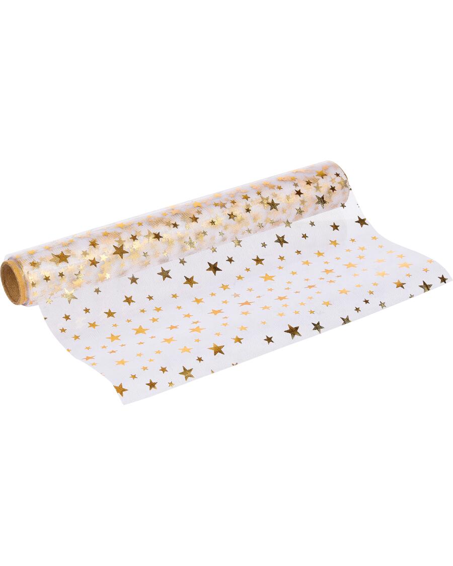Organza Dekostoff Weihnachten gold