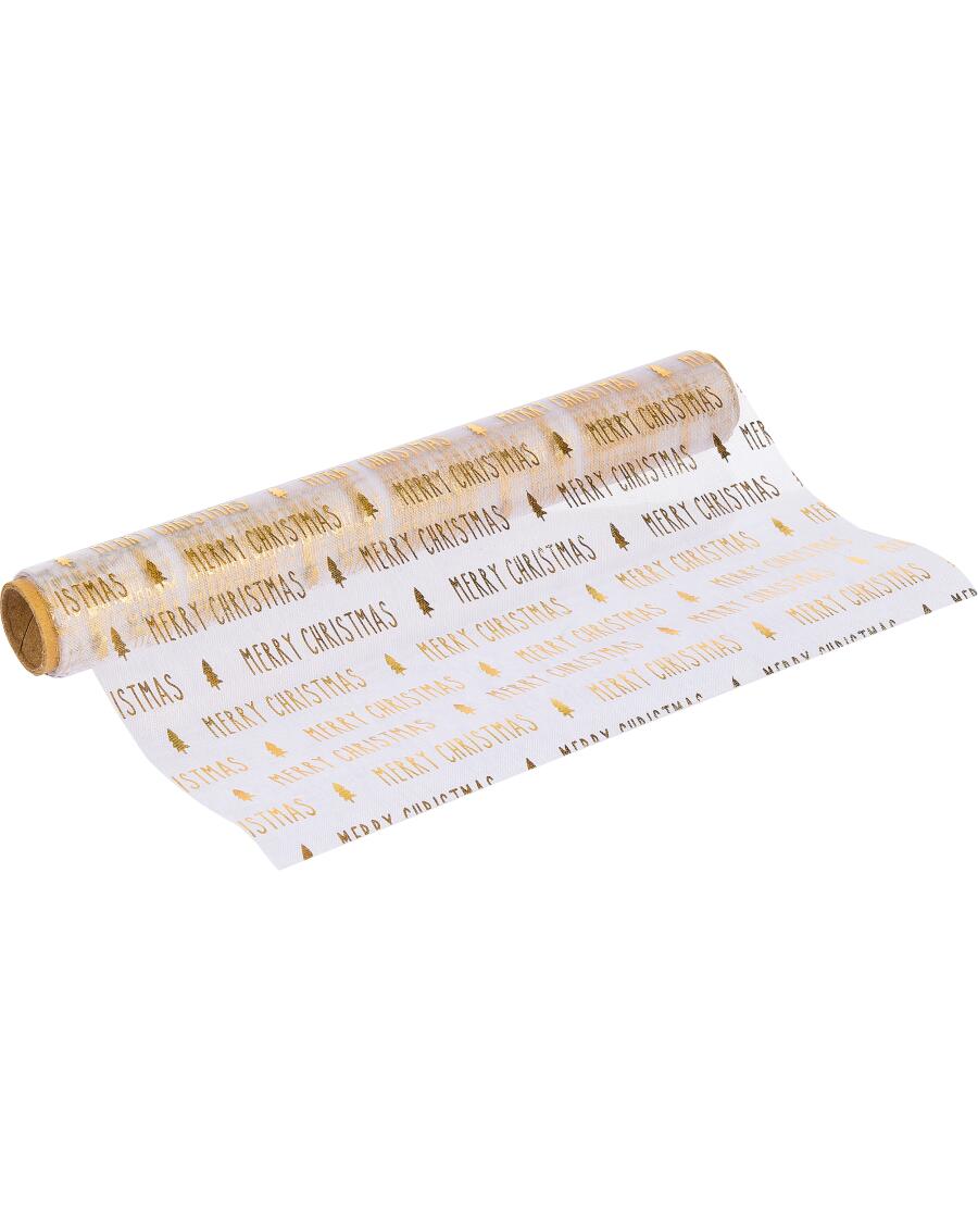 Organza Dekostoff Weihnachten Weiß/gold