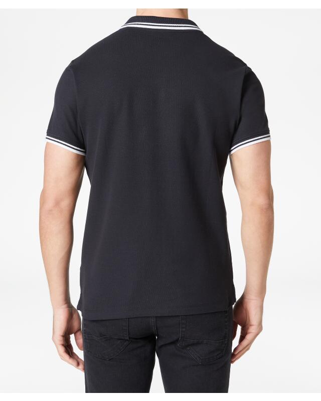 Polo à rayures contrastées homme, noir (KiK Poloshirt mit Kontraststreifen (schwarz)) — KiK, produit allemand authentique au Maroc