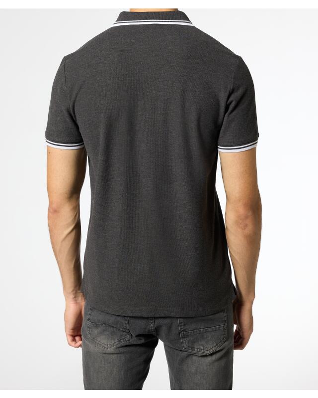 تيشيرت بولو بخطوط متباينة اللون للرجال، أنثراسيت مبرقش (KiK Poloshirt mit Kontraststreifen (anthrazit melange)) — KiK, منتج ألماني أصلي في المغرب