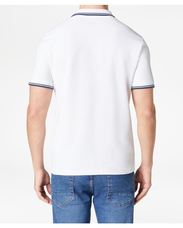 Polo à rayures contrastées homme, blanc (KiK Poloshirt mit Kontraststreifen (weiß)) — KiK, produit allemand authentique au Maroc
