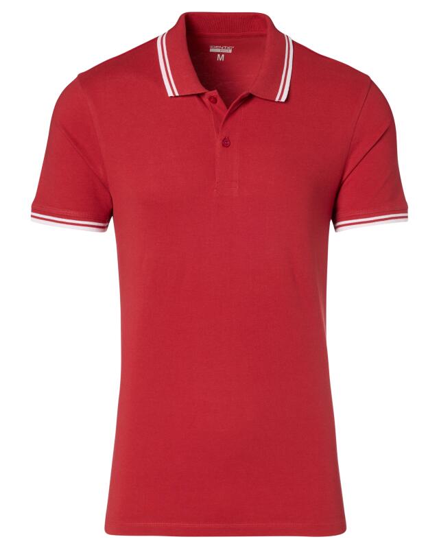 Polo shirt with contrast stripes for men, red (KiK Poloshirt mit Kontraststreifen (rot)) — KiK, authentic German product in Morocco