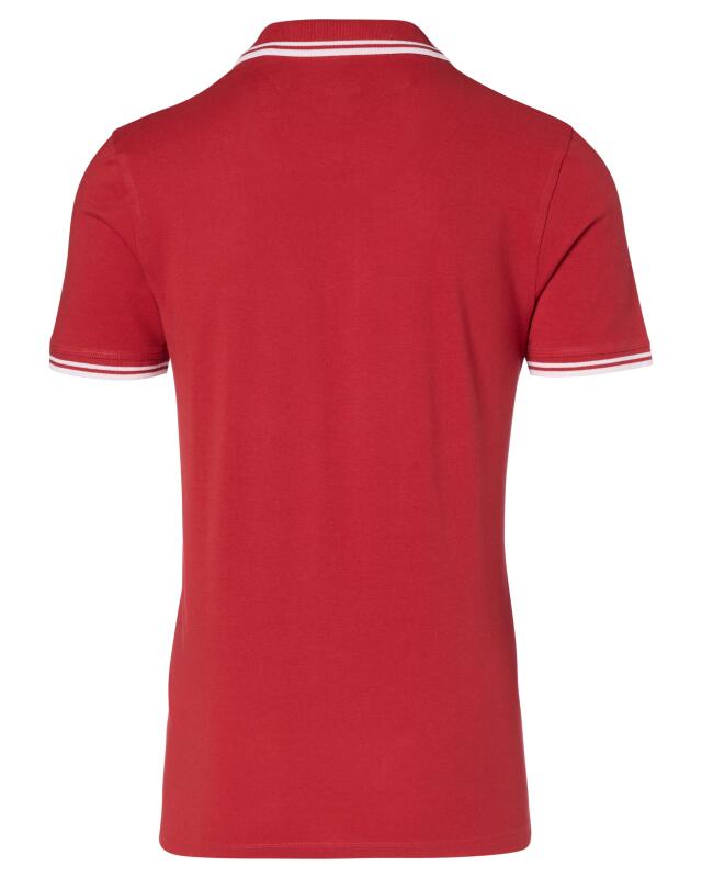 Polo shirt with contrast stripes for men, red (KiK Poloshirt mit Kontraststreifen (rot)) — KiK, authentic German product in Morocco