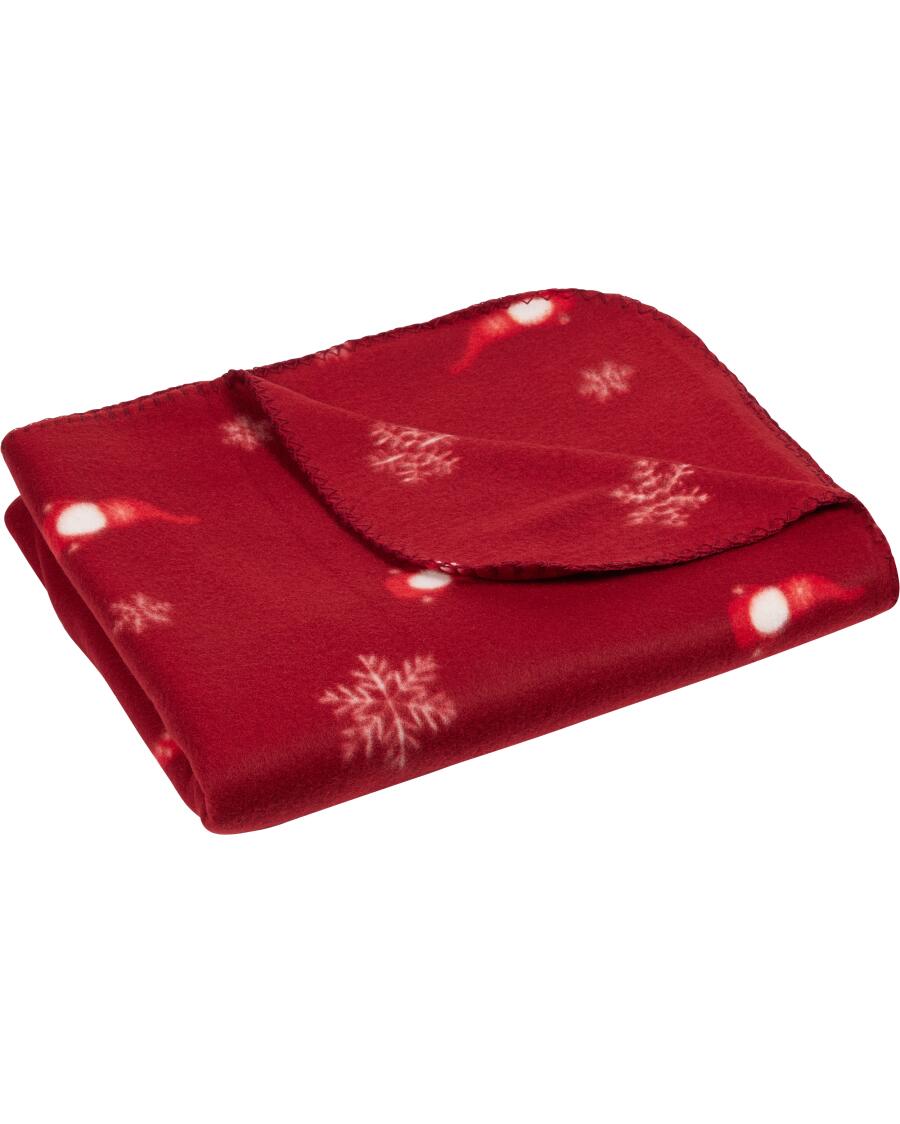 Fleecedecke Weihnachten dunkelrot