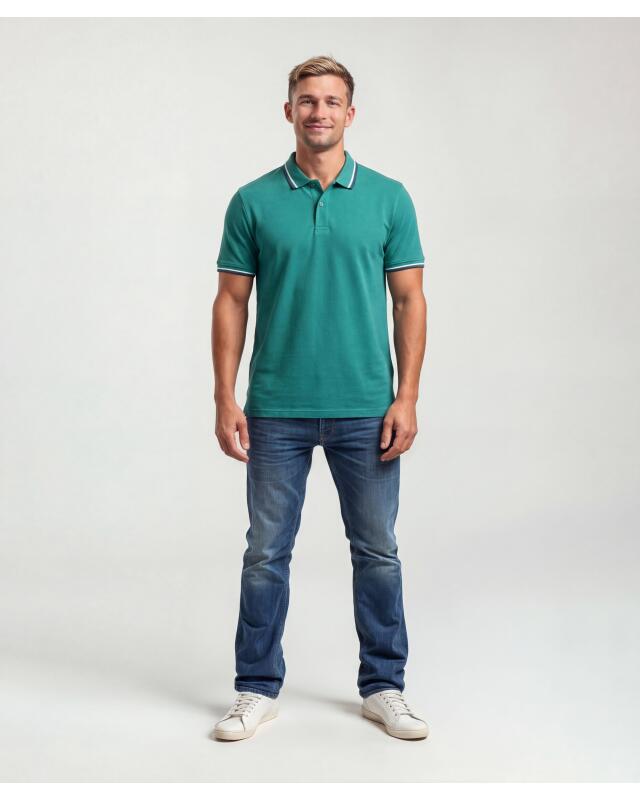 تيشيرت بولو قطني للرجال، أخضر غامق (KiK Poloshirt aus Baumwolle (dunkelgrün)) — KiK, منتج ألماني أصلي في المغرب