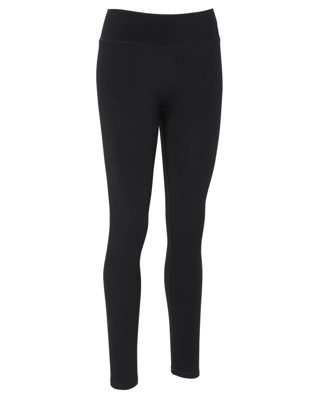 Ribbed sports leggings for women, black (KiK Gerippte Sport-Leggings (schwarz)) — KiK, authentic German product in Morocco