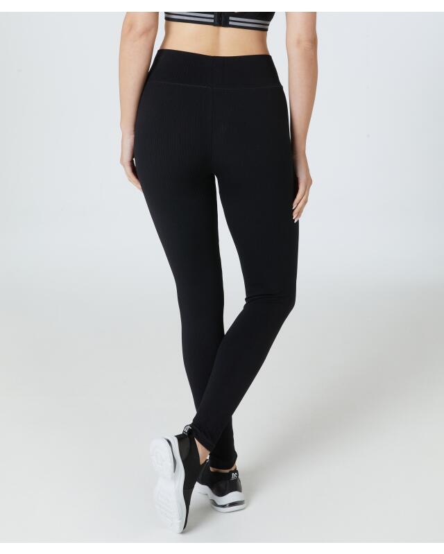 Ribbed sports leggings for women, black (KiK Gerippte Sport-Leggings (schwarz)) — KiK, authentic German product in Morocco