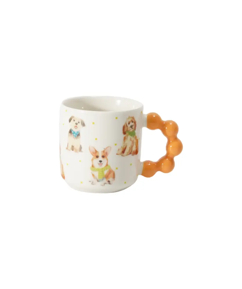 Tasse mit Tieren, orange bedruckt